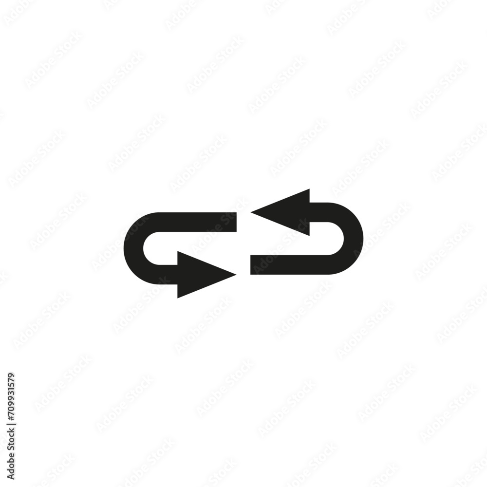 Two rounded arrows follow one another. Vector illustration. Two rounded arrows follow one another. Vector illustration.