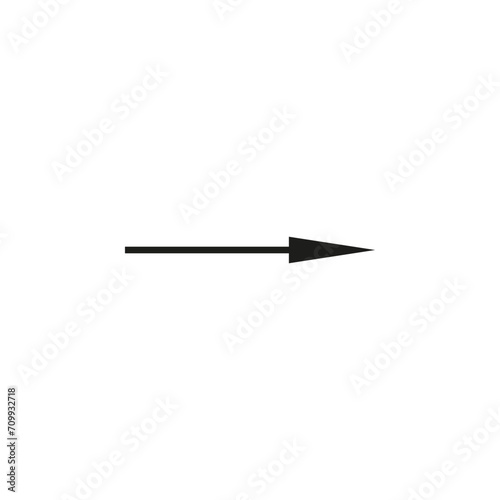 Thin straight arrow to the right. Vector symbol.