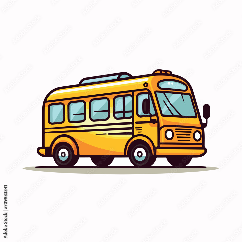 School bus in cartoon, doodle style. Isolated 2d vector illustration in logo, icon, sketch style, Eps 10. AI Generative