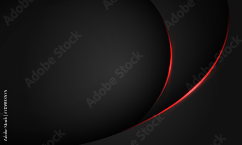 Abstract red line light curve black shadow on dark grey geometric with blank space design modern luxury background vector