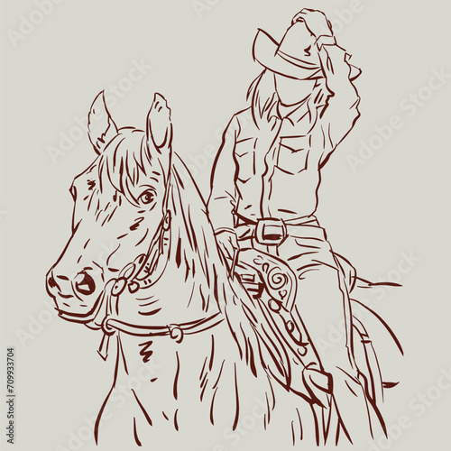 girl with a horse vector for illustration card decoration