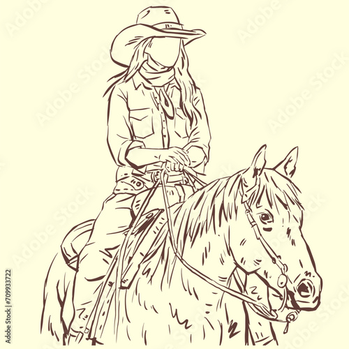 horse and rider vector for card decoration illustration