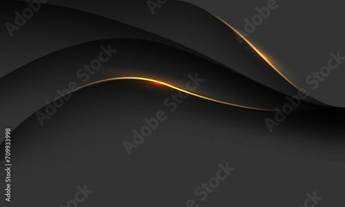 Abstract gold line curve on black shadow overlap design modern futuristic luxury creative background vector photo