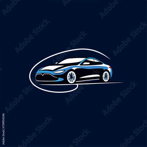 Electric car in cartoon  doodle style. Isolated 2d vector illustration in logo  icon  sketch style  Eps 10. AI Generative