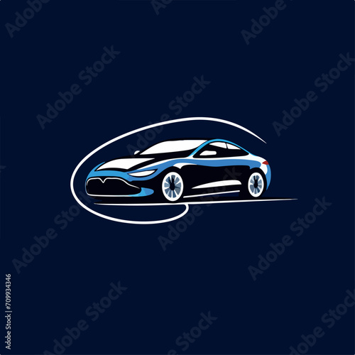Electric car in cartoon, doodle style. Isolated 2d vector illustration in logo, icon, sketch style, Eps 10. AI Generative