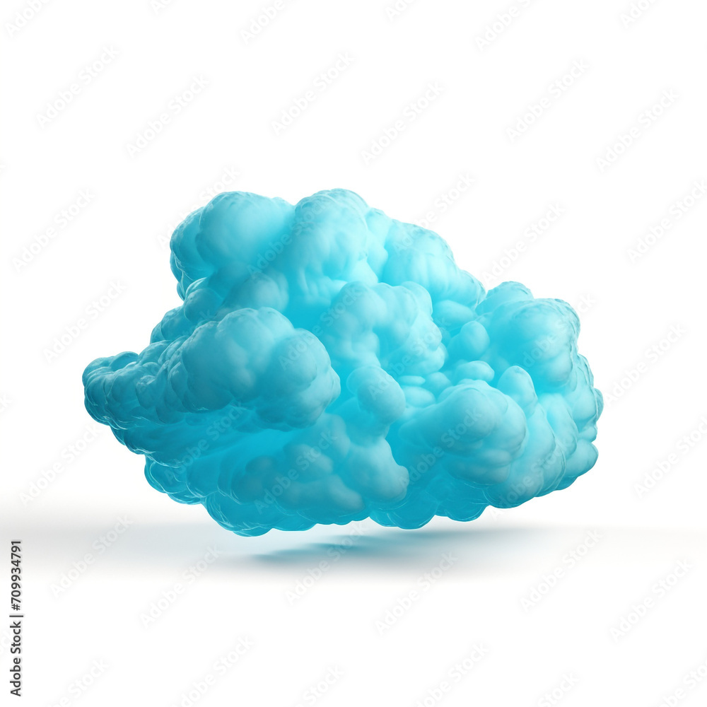 turquoise blue cloud on white background, ultra realism, unreal engine created with Generative Ai turquoise blue cloud on white background, ultra realism, unreal engine created with Generative Ai