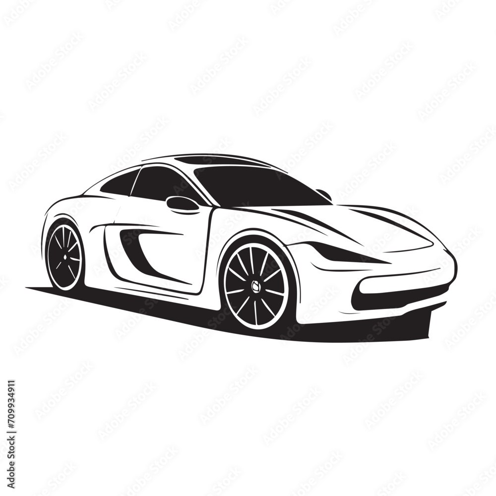 Electric car in cartoon, doodle style. Isolated 2d vector illustration in logo, icon, sketch style, Eps 10. AI Generative