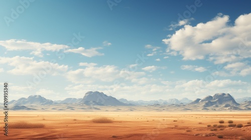 a remote desert landscape  capturing the simplicity and beauty of the barren terrain under the open sky.