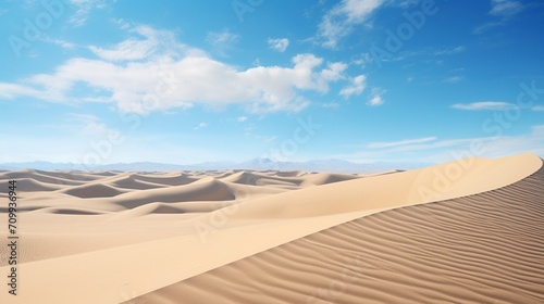 a sharp and clear photograph  capturing the sheer beauty of an expansive desert under the clear  blue sky.