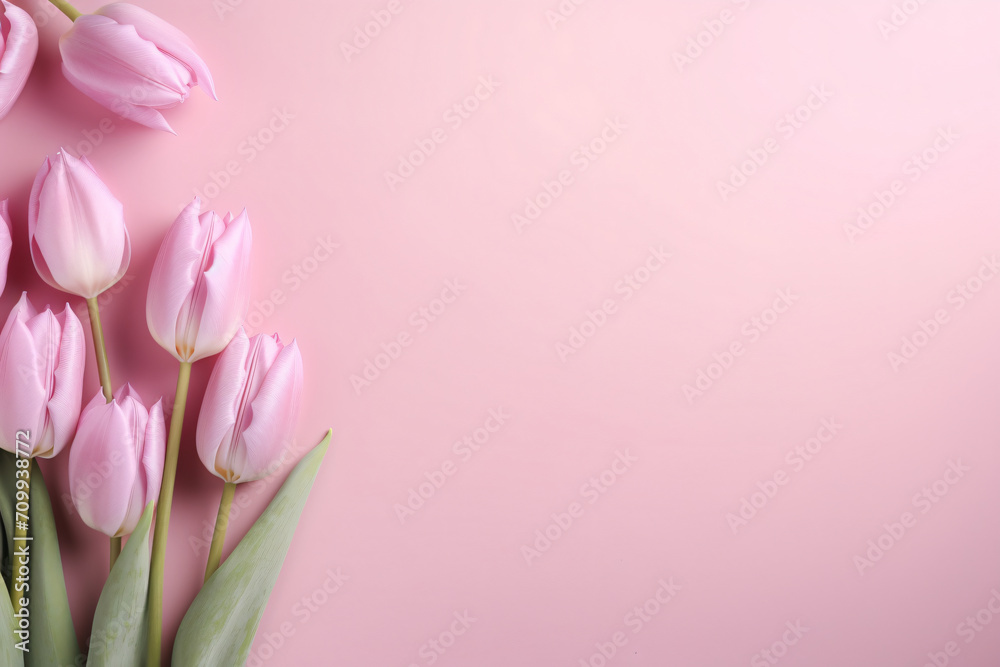 Fresh pink tulips on pink background, copy space, in the style of high detailed, pastel color palette, sculpted, stylish, decorative backgrounds, shaped canvas, delicate textures
Fresh pink tulips on pink background, copy space, in the style of high detailed, pastel color palette, sculpted, stylish, decorative backgrounds, shaped canvas, delicate textures