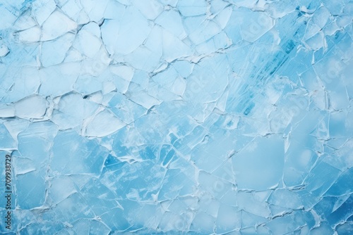 Ice blue background with abstract cracks on the ice surface