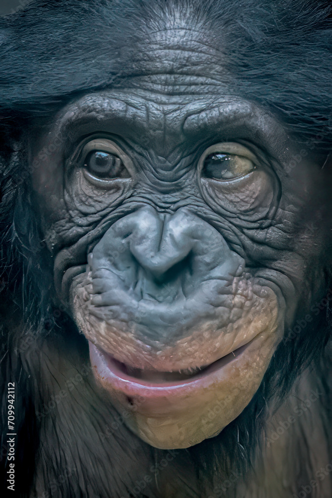 close-up face frontal view of a monkey