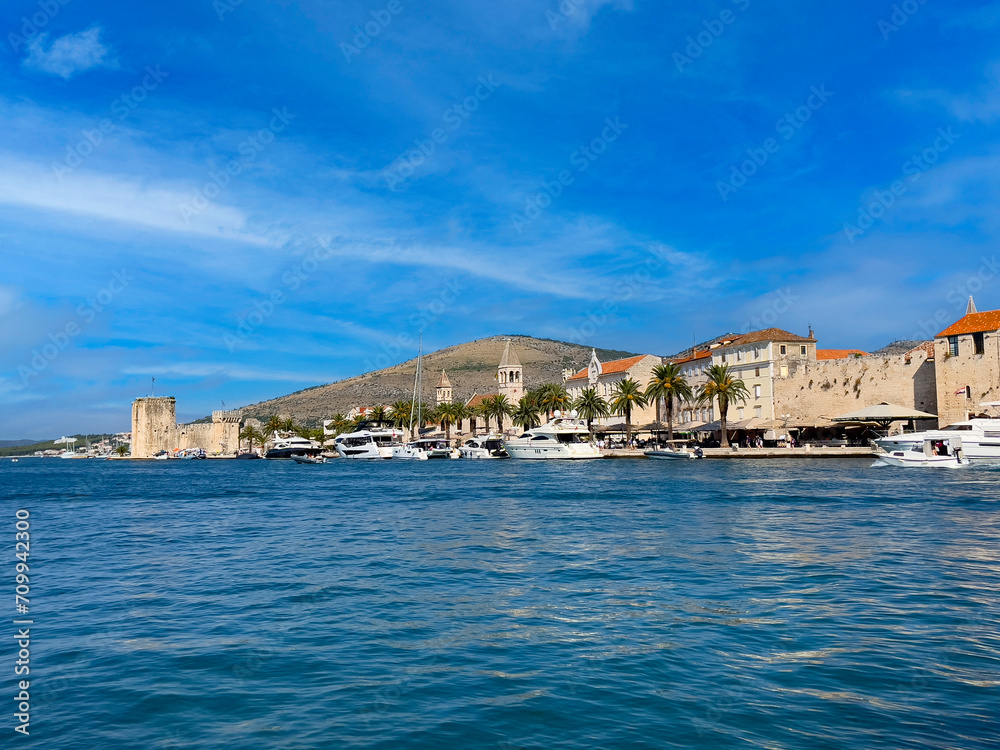 City. Trogir. Croatia. Port. Nice boats. Old city. Blue sea.