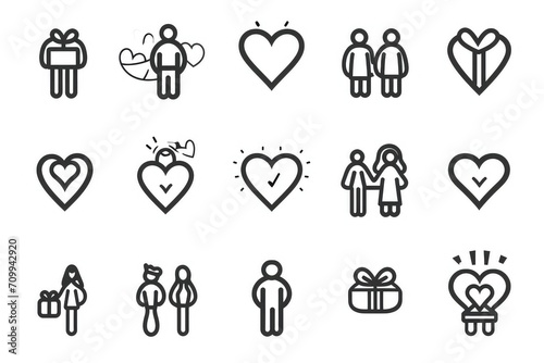 Valentine  love  romance  flat icons of marriage and love  gifts and hearts