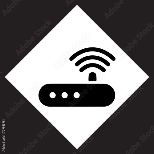 Wi Fi icon vector. Wireless router logo design. Wifi vector icon illustration in rhombus isolated on black background
