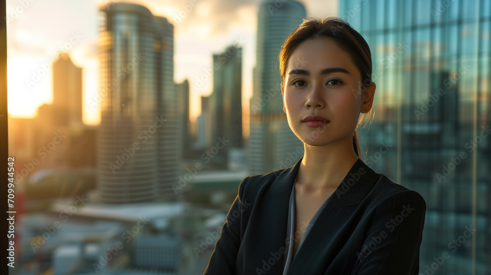 Female Executive in Urban Office Confident Corporate Leader Female Executive in Urban Office Confident Corporate Leader