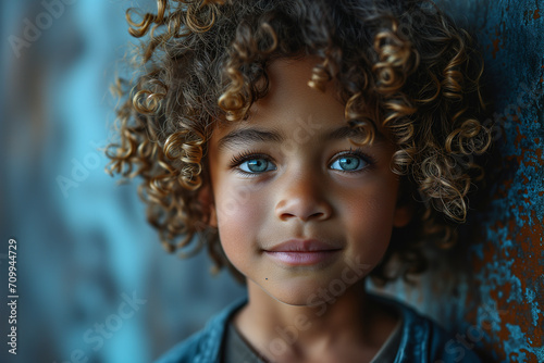 Portrait of a little boy with freckles on his face. Happy boy with freckles on face. Closeup portrait of redhaired little kid with freckles on dark background