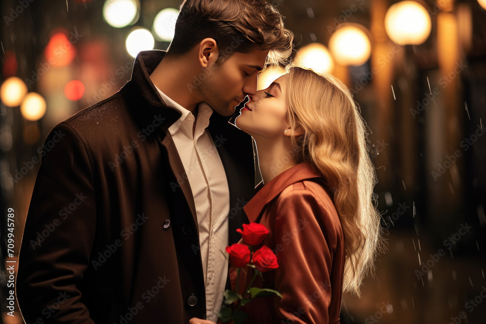 Beautiful young couple in love kissing Beautiful young couple in love kissing