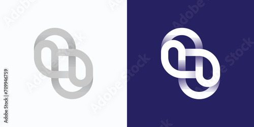 Vector logo design of infinity and chain with three dimensional effect