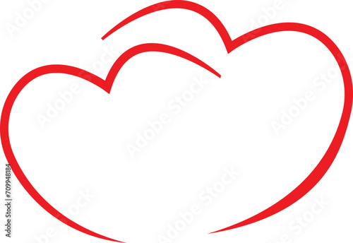 Red heart icons, Love Heart Symbol, concept of love, Heart, heartbeat, silhouettes, romance or valentine's day red vector, Symbol cardiogram heart logo in linear style. Uneven, rough, textured edge.