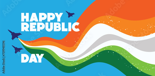 Happy Republic Day Concept With Fighter Jets.