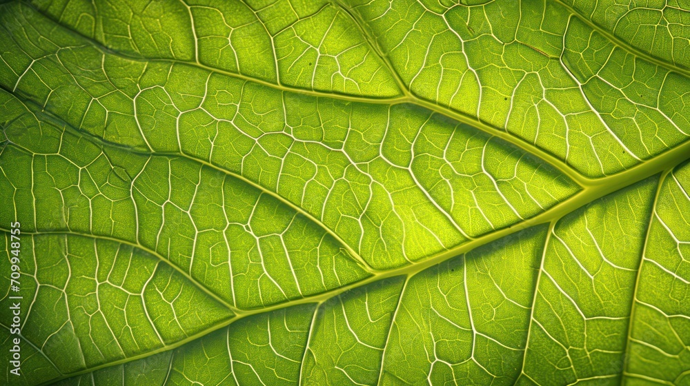 Obraz premium Generative AI, macro texture of green leaf veins, green foliage texture, ecology background