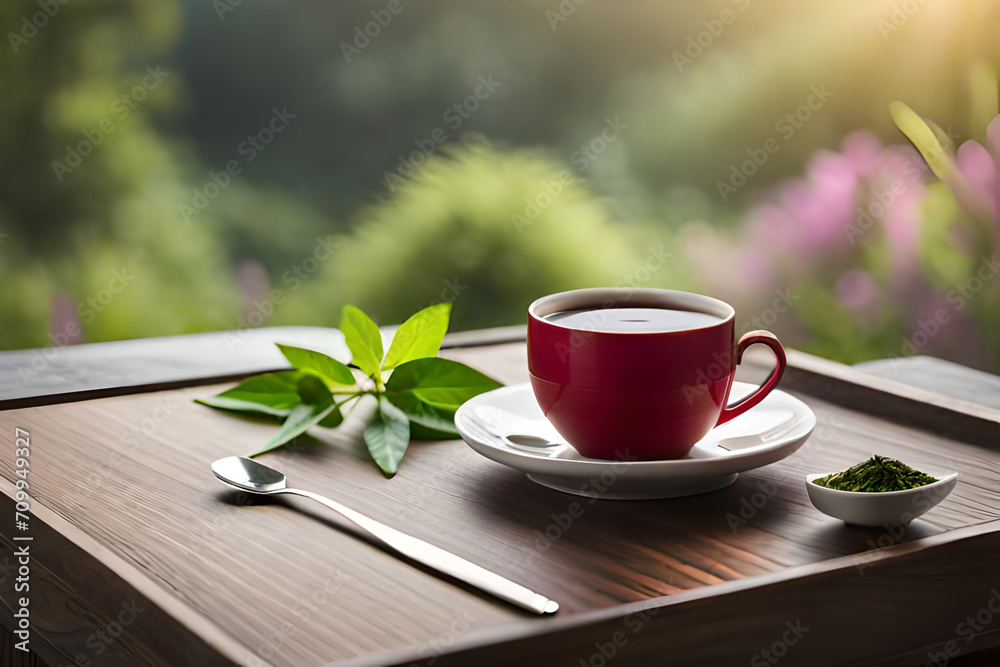 asian tea cup set , healthy herbal infusion, zen ambiance background asian tea cup set , healthy herbal infusion, zen ambiance background