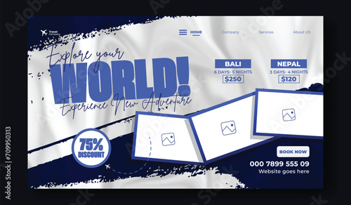Template for travel holiday tourism marketing and sale promotion. Travelling Template for web banner or landing page, holiday package trip and travel advertisement