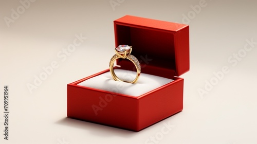 an isolated, vibrant ring within a chic box against a clean, white surface.