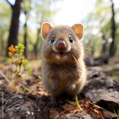 Photo of a baby quokka with a perpetual smile. Generative AI © Aditya