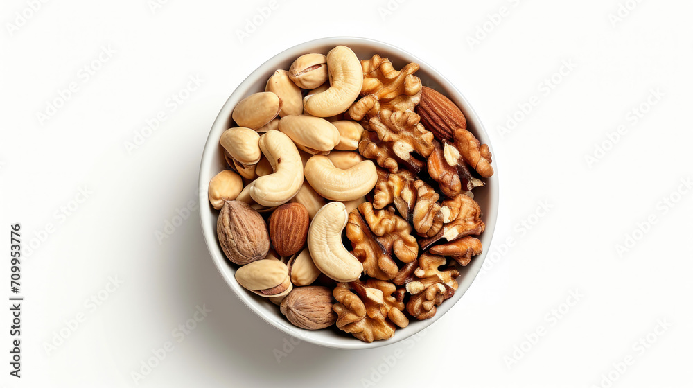 bowl of different nuts , top view, isolated bowl of different nuts , top view, isolated