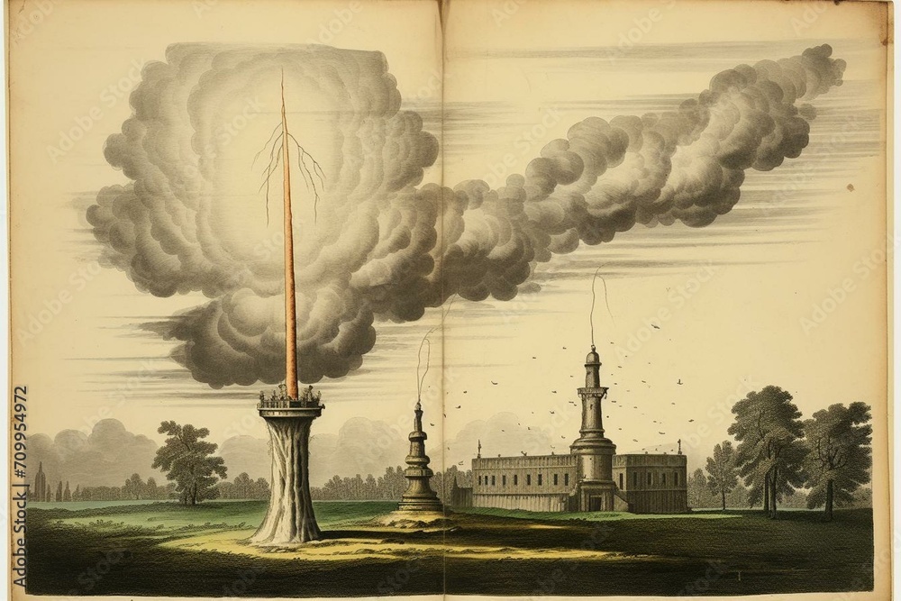 Lightning protection invention from the 18th century. Generative AI - obrazy, fototapety, plakaty 