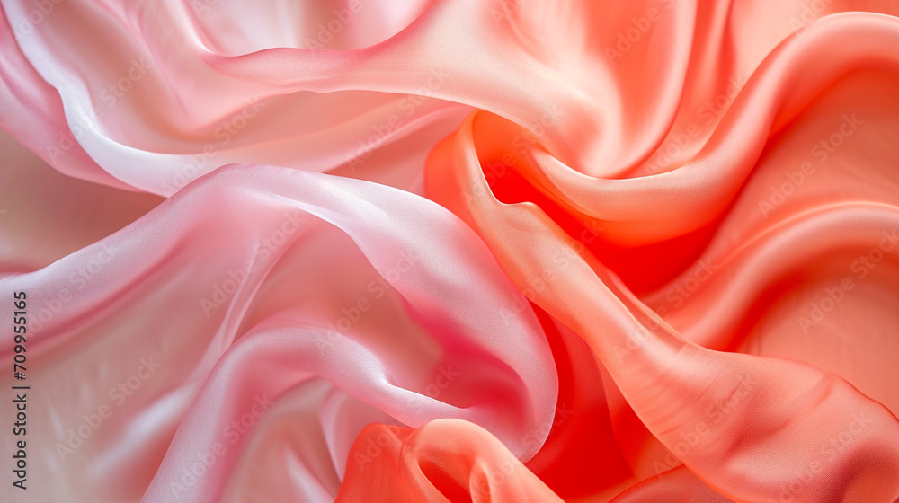 Fototapeta premium Living Coral and Pacific silk background.