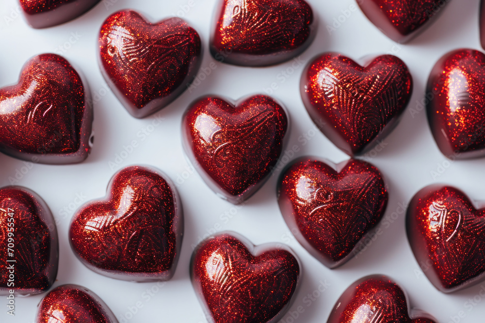 heart-shaped chocolate candies on a white backgorund
heart-shaped chocolate candies on a white backgorund