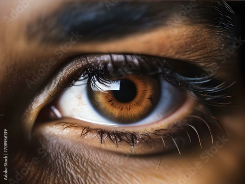 Close up of brown man eye photo