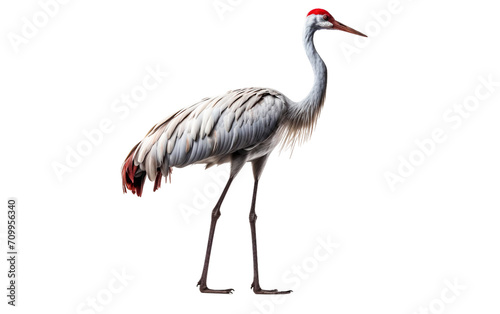 Alone in Serenity: Crane Isolated on Transparent Background PNG.