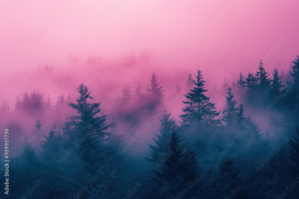pink misty forest landscape pink misty forest landscape
