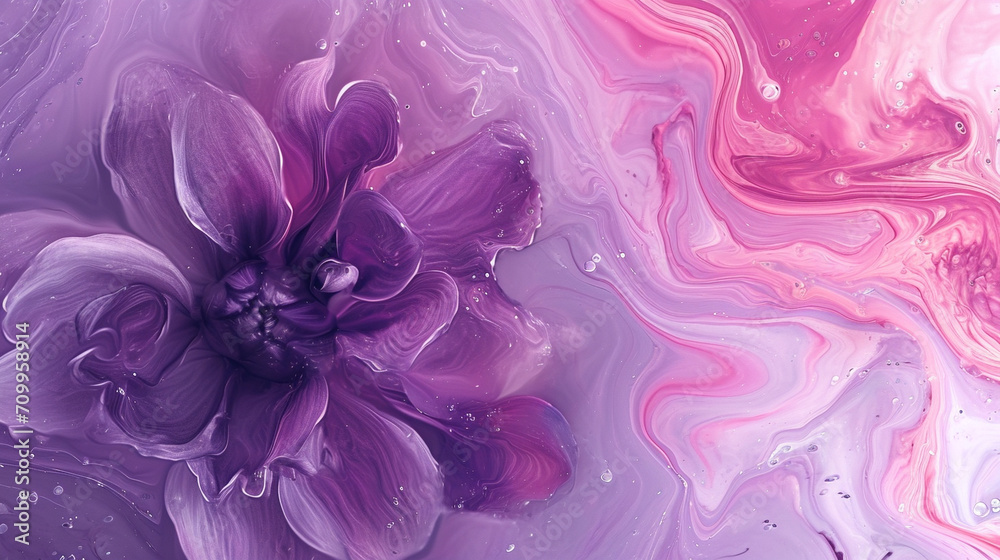 Ultra Violet and Blooming Dahlia colours marble background