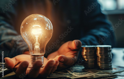 businessman holding coins putting in glass with using smartphone and calculator to calculate concept saving money for finance accounting