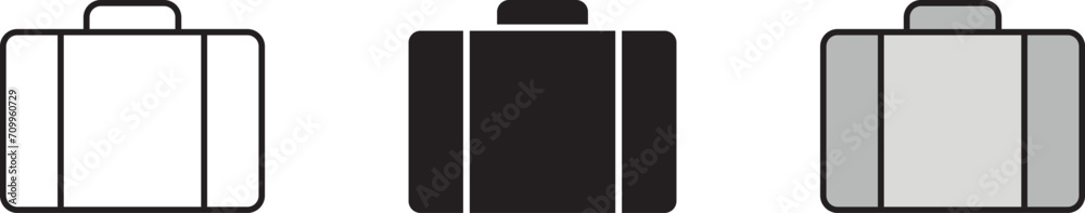 Briefcase, suitcase, luggage lined, isolated and colored style. Vector illustration
