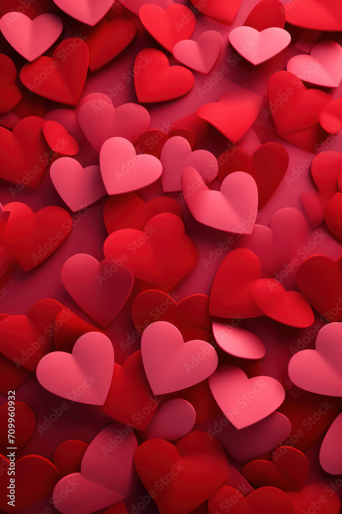 Romantic Love: Red Heart on Decorative Valentine's Day Background