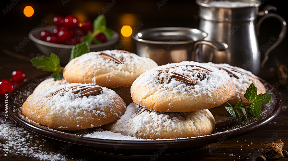 Baked Cookies with Powdered Sugar