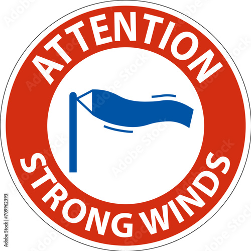 Water Safety Sign Attention - Strong Winds