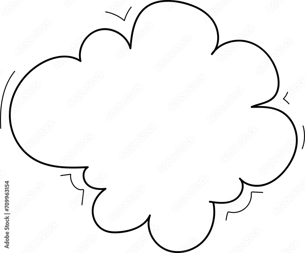 Hand drawn cloud illustration on transparent background.