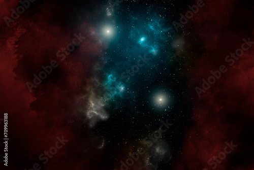 Fototapeta Naklejka Na Ścianę i Meble -  Planets and galaxy, science fiction wallpaper. Beauty of deep space. Billions of galaxies in the universe Cosmic art background. 3D illustration