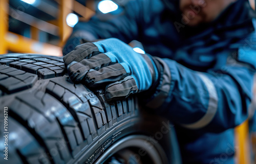 mechanic changing tire