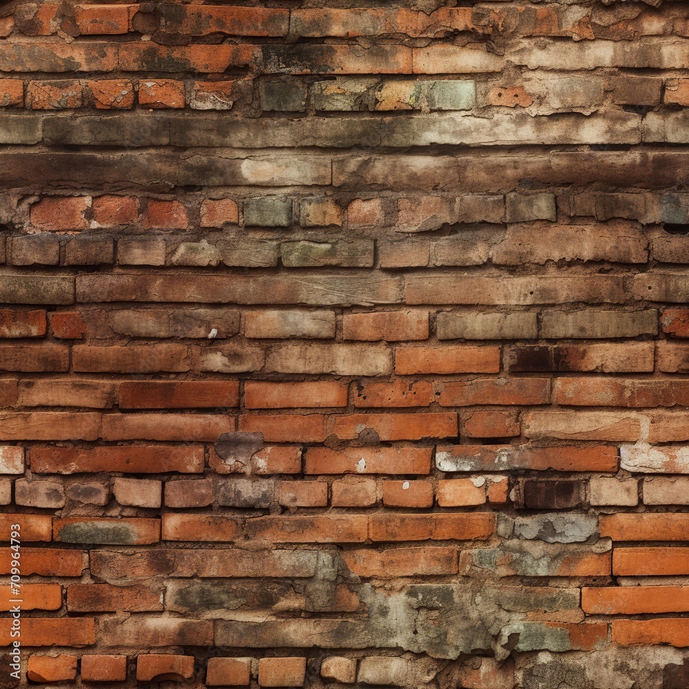 Obraz premium Weathered old red brick wall endless texture, seamless pattern tile background.