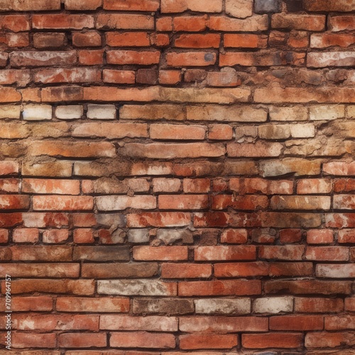 Weathered old red brick wall endless texture  seamless pattern tile background.