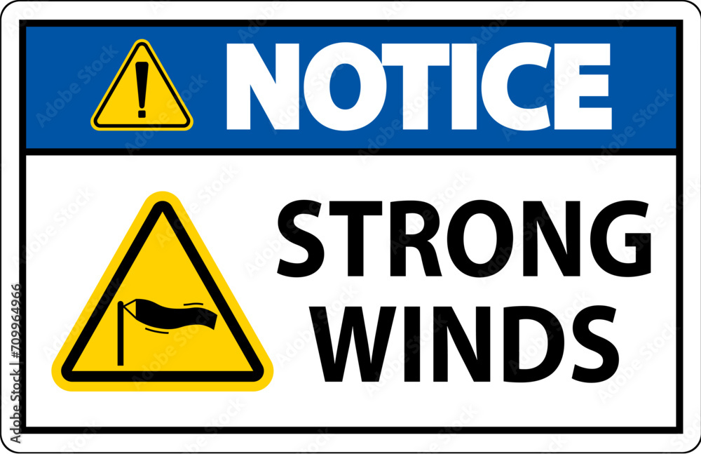 Water Safety Sign Notice - Strong Winds