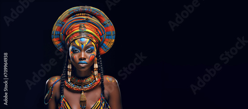 Beautiful young woman wearing traditional African head wrap